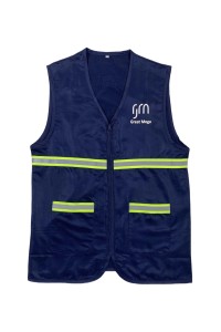 訂製寶藍色背心外套  反光帶設計款式  開胸拉鏈工業制服外套  義工團體背心外套 建築 室內設計  D430